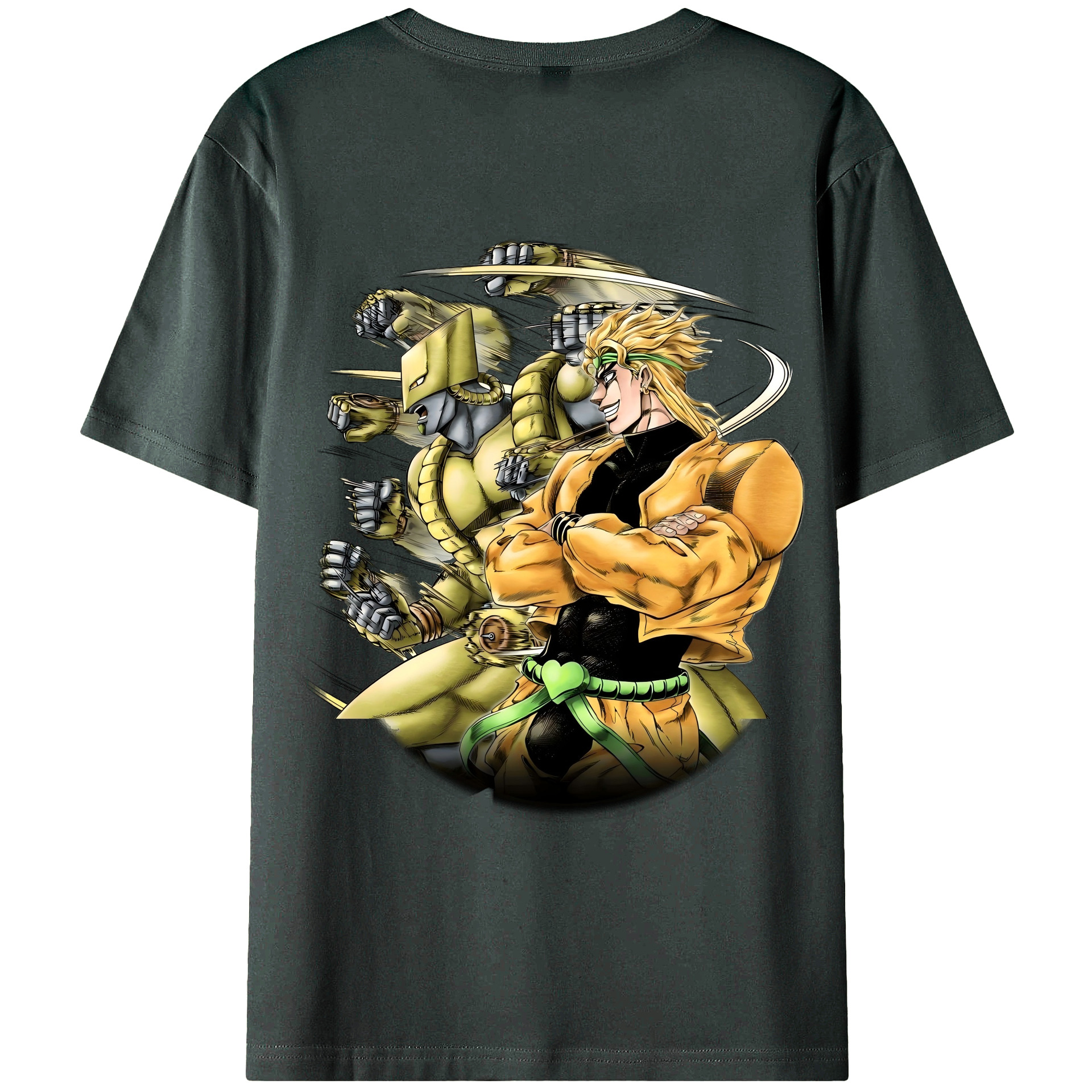 （画像用） ジョジョの奇妙な冒険 ディオ?ブランドー JoJo's Bizarre Adventure Dio Brando 綿100％ メンズ半袖Tシャツ（バックプリント） 通気性